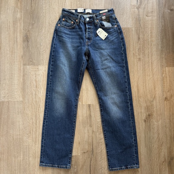 Levi's Denim - Levi's 501 Curve Jeans Womens W28 L30 Medium Wash Blue High Rise Straight Denim
